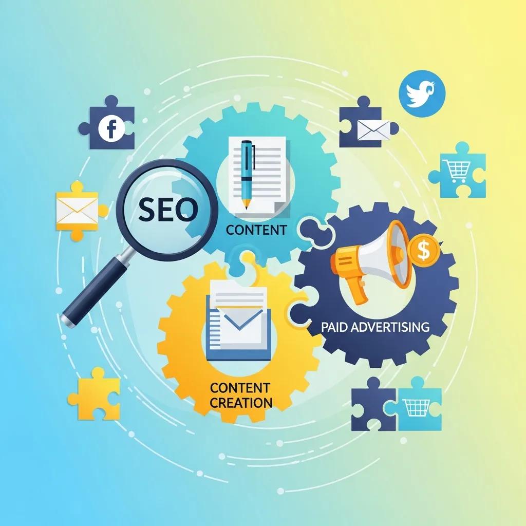Diagram showing connected digital marketing channels