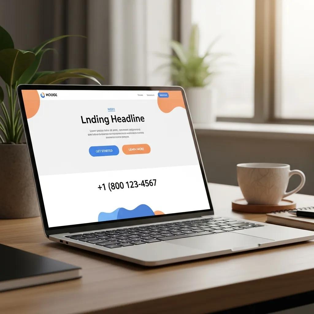 Well-designed landing page on a laptop screen with clear call-to-action buttons