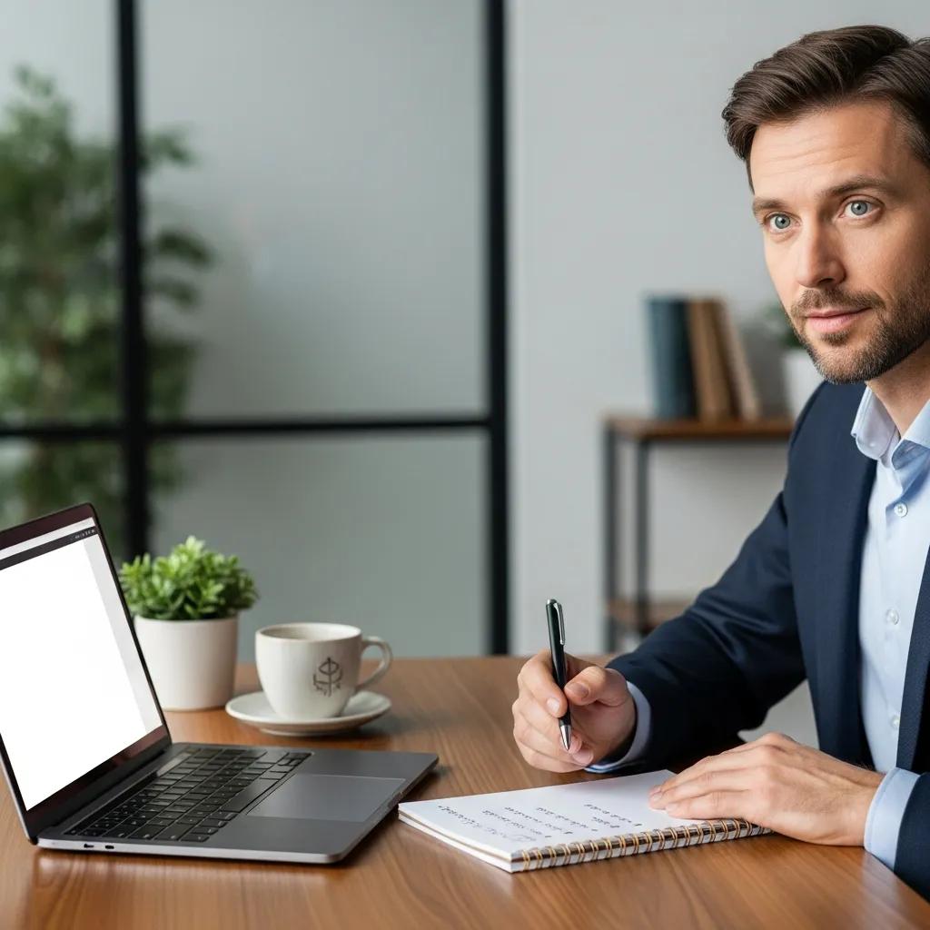 Business person preparing questions for an advertising agency interview