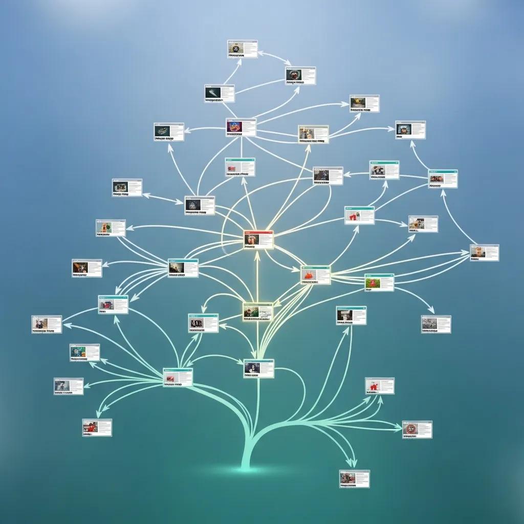 Digital representation of a website structure illustrating crawlability and navigation